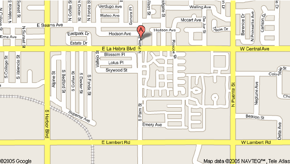 Map to Emanuel Lutheran Church, La Habra, CA